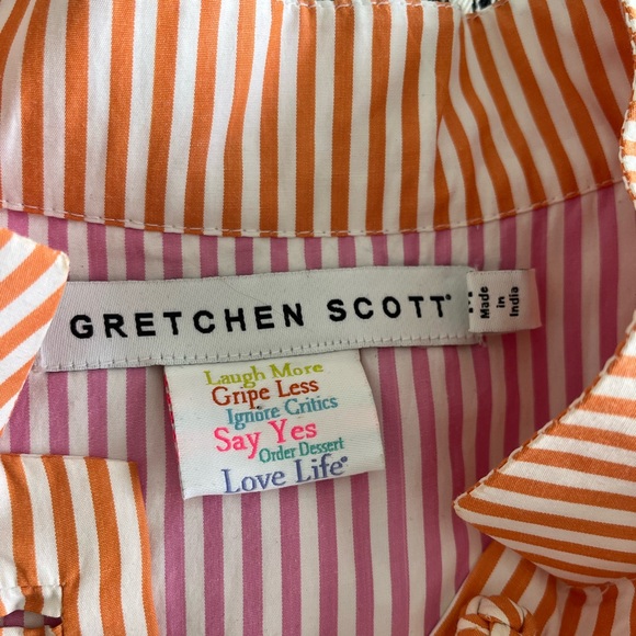 Gretchen Scott Designs Orange and White Striped Blouse M - Picture 2 of 2